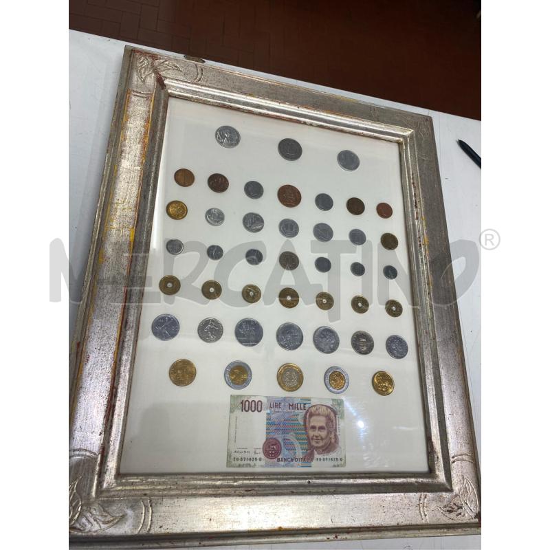 QUADRO CON MONETE E BANCONOTA MILLE LIRE | Mercatino dell'Usato Roma casalotti 2