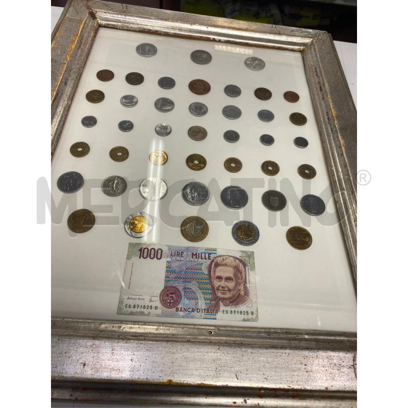 QUADRO CON MONETE E BANCONOTA MILLE LIRE | Mercatino dell'Usato Roma casalotti 5