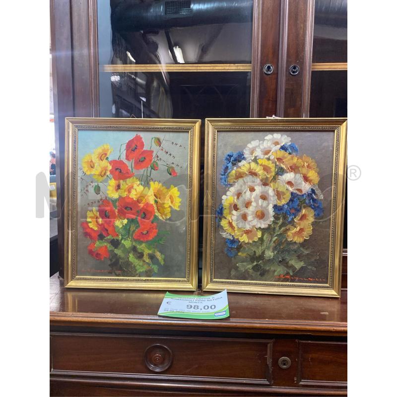 QUADRO COPPIA R. ROMAGNOLI FIORI NATURA MORTA | Mercatino dell'Usato Roma casalotti 1