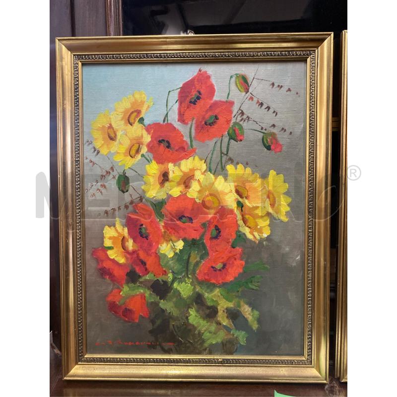 QUADRO COPPIA R. ROMAGNOLI FIORI NATURA MORTA | Mercatino dell'Usato Roma casalotti 2