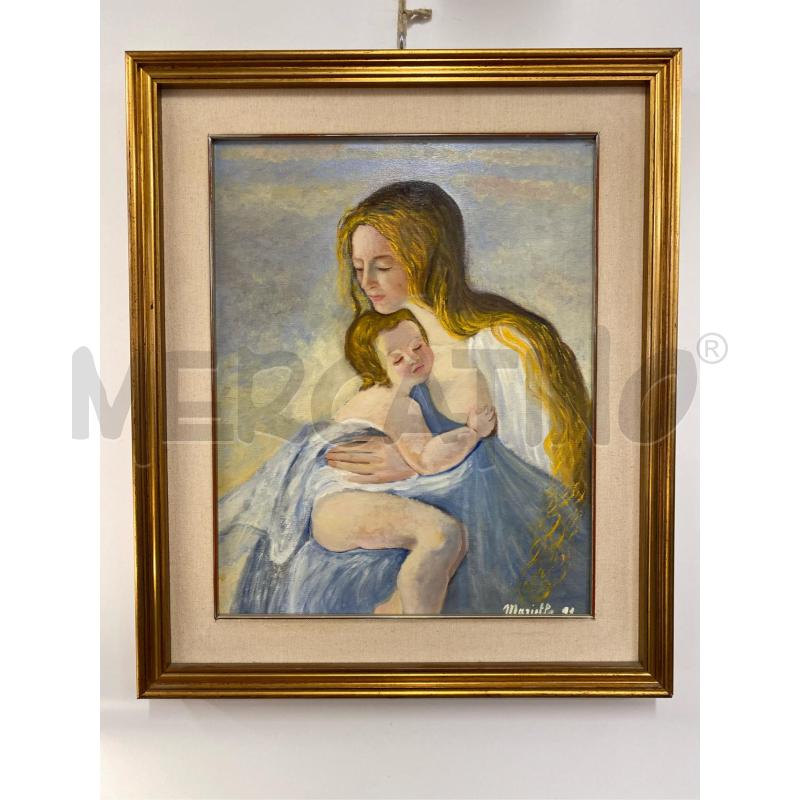 QUADRO OLIO SU TELA DONNA CON BAMBINO | Mercatino dell'Usato Roma casalotti 1