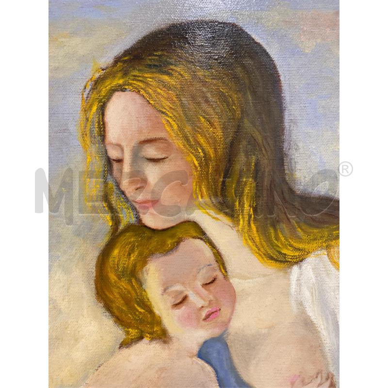QUADRO OLIO SU TELA DONNA CON BAMBINO | Mercatino dell'Usato Roma casalotti 2