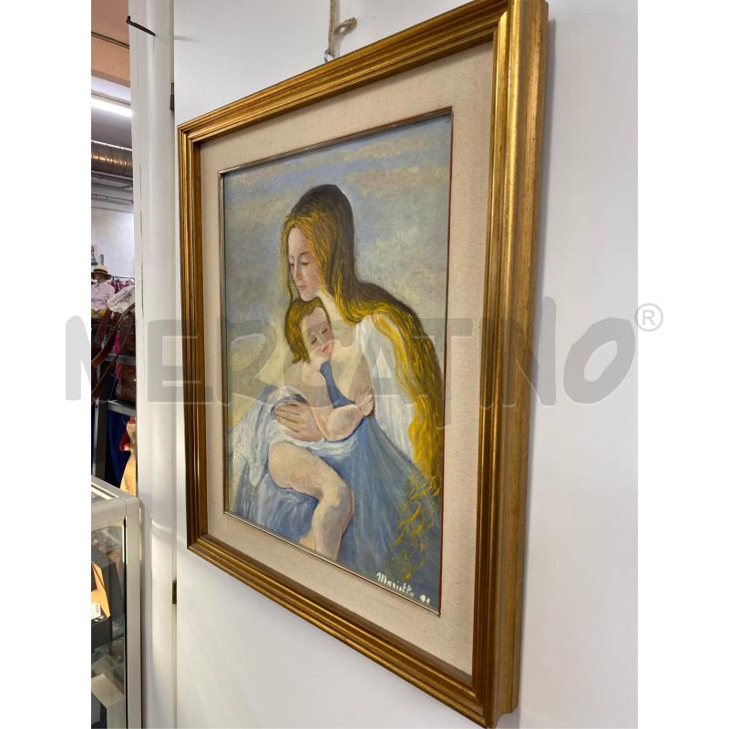 QUADRO OLIO SU TELA DONNA CON BAMBINO | Mercatino dell'Usato Roma casalotti 3