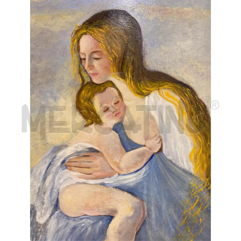 QUADRO OLIO SU TELA DONNA CON BAMBINO | Mercatino dell'Usato Roma casalotti 5