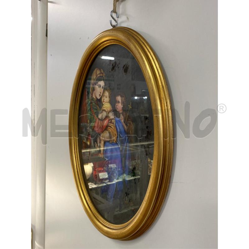 QUADRO OLIO SU TELA OVALE DONNA CON BIMBO E SANTO | Mercatino dell'Usato Roma casalotti 3