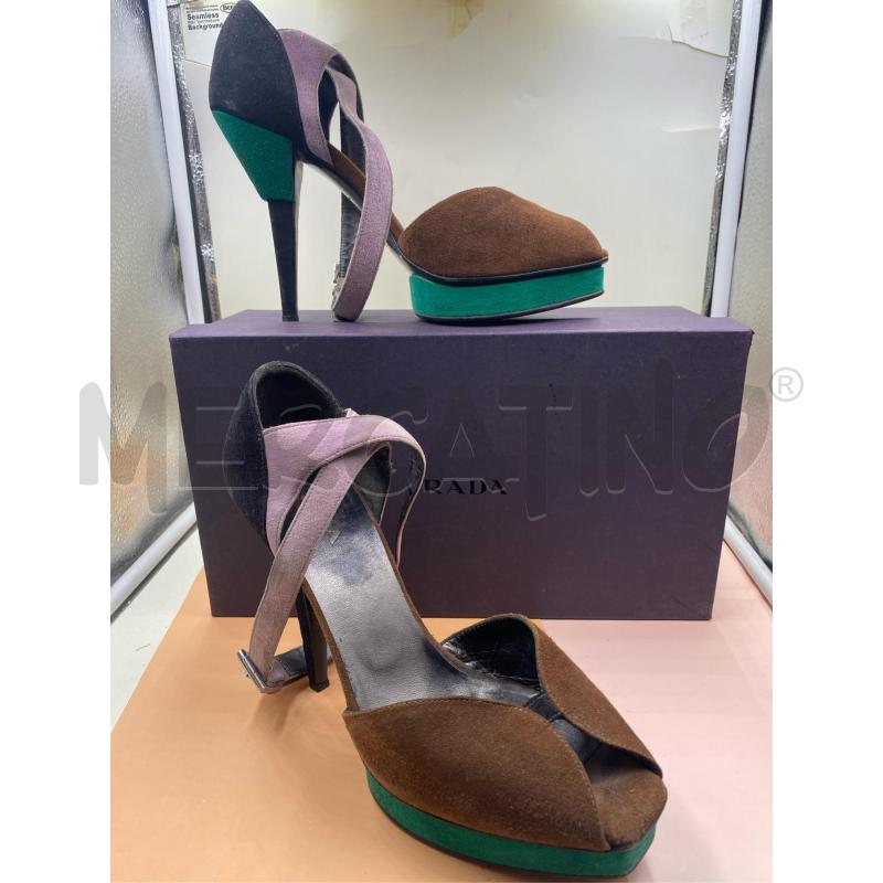 SCARPE PRADA OPEN TOE TACCO SCAMOSCIATE DONNA  | Mercatino dell'Usato Roma casalotti 1