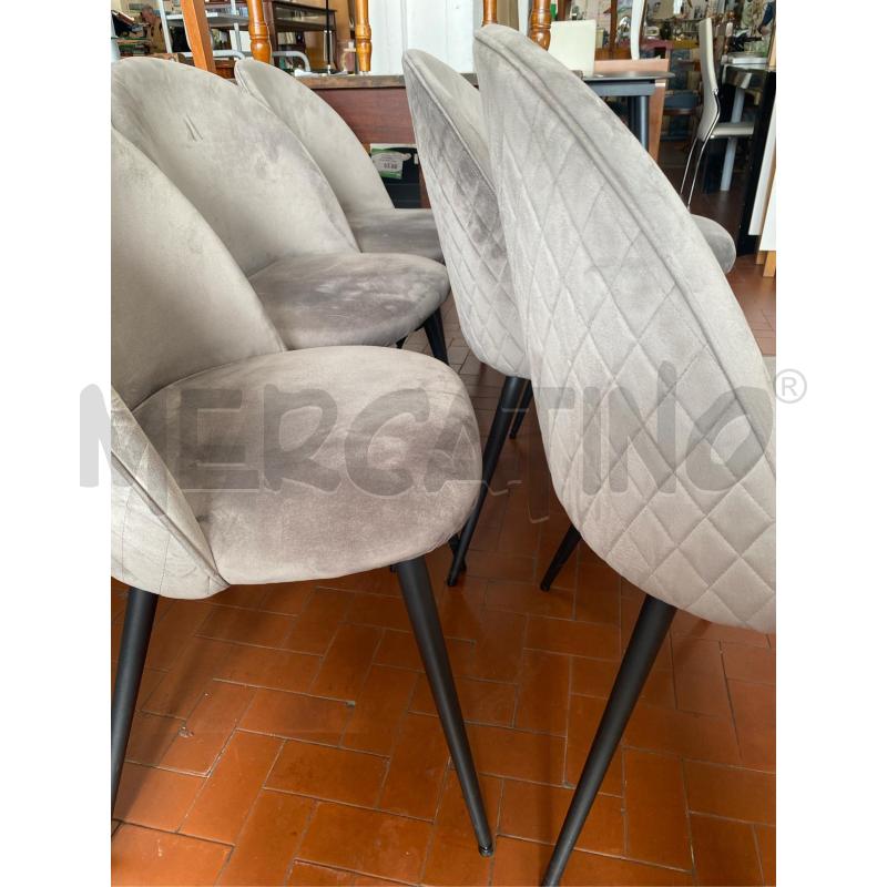 SEDIE PZ. 6 IN VELLUTO GRIGIO KOKKEDAL JYSK | Mercatino dell'Usato Roma casalotti 5