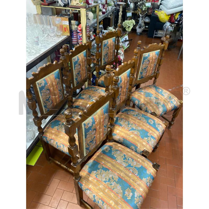 SEDIE PZ. 6 LEGNO TESSUTO CELESTE GIALLO | Mercatino dell'Usato Roma casalotti 5