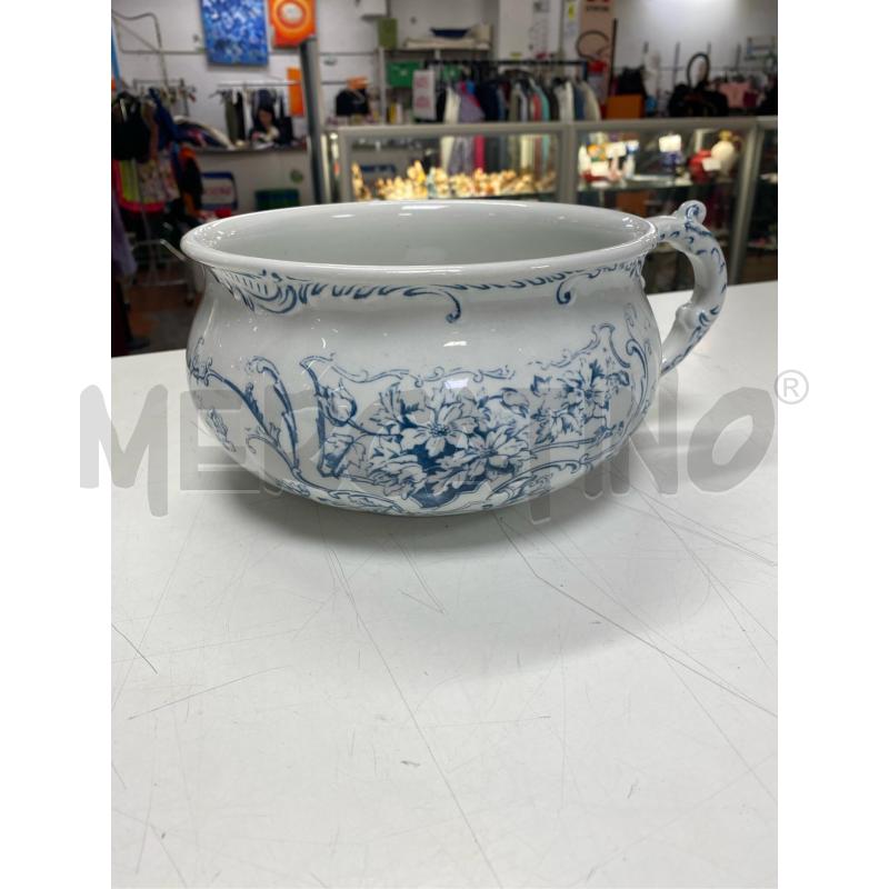SOTTO VASO CADLOON ENGLAND BIANCO FIORI BLU MANICO  | Mercatino dell'Usato Roma casalotti 1