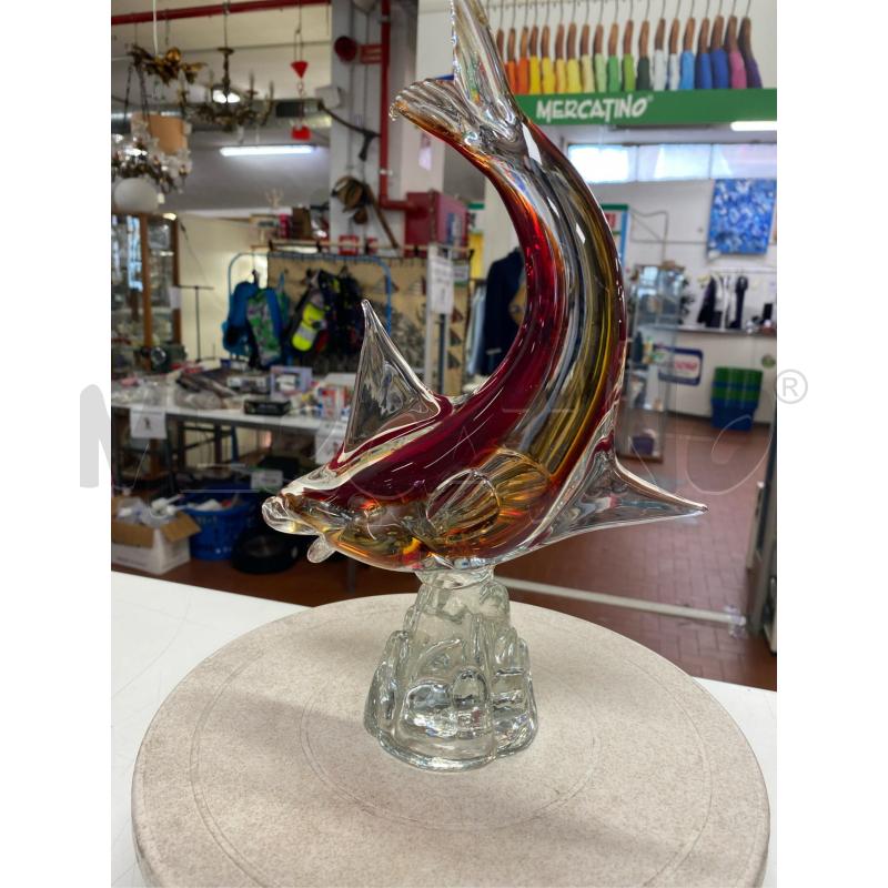STATUETTA IN VETRO PESCE ROSSO LAVORATA  | Mercatino dell'Usato Roma casalotti 1