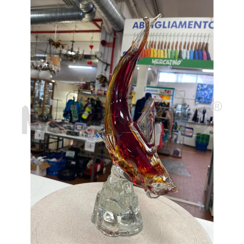 STATUETTA IN VETRO PESCE ROSSO LAVORATA  | Mercatino dell'Usato Roma casalotti 3