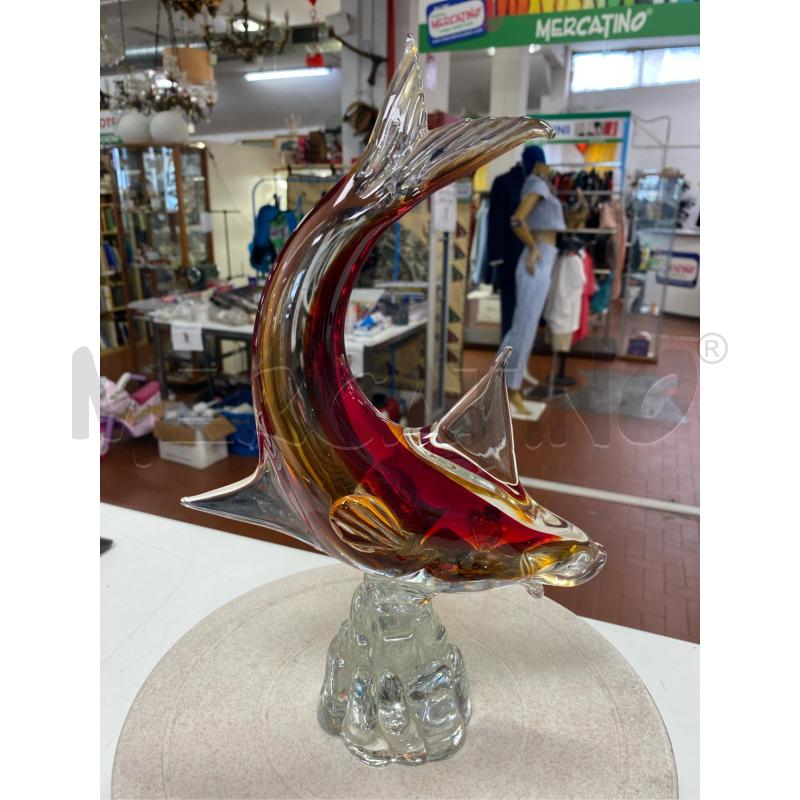 STATUETTA IN VETRO PESCE ROSSO LAVORATA  | Mercatino dell'Usato Roma casalotti 4