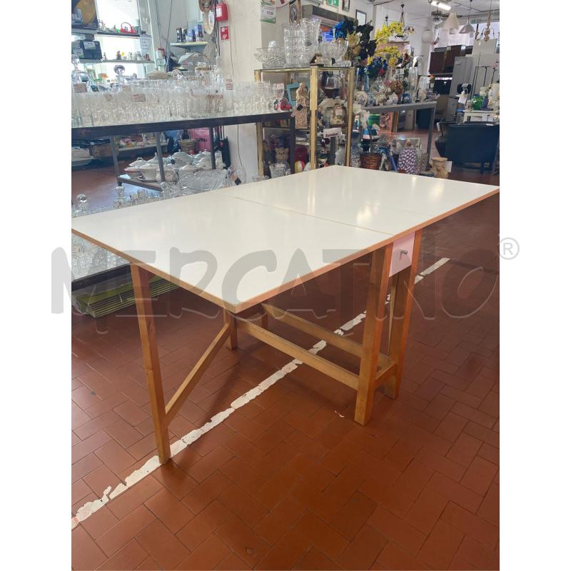 TAVOLO A RIBALTA BIANCO CM. 152X80  | Mercatino dell'Usato Roma casalotti 1