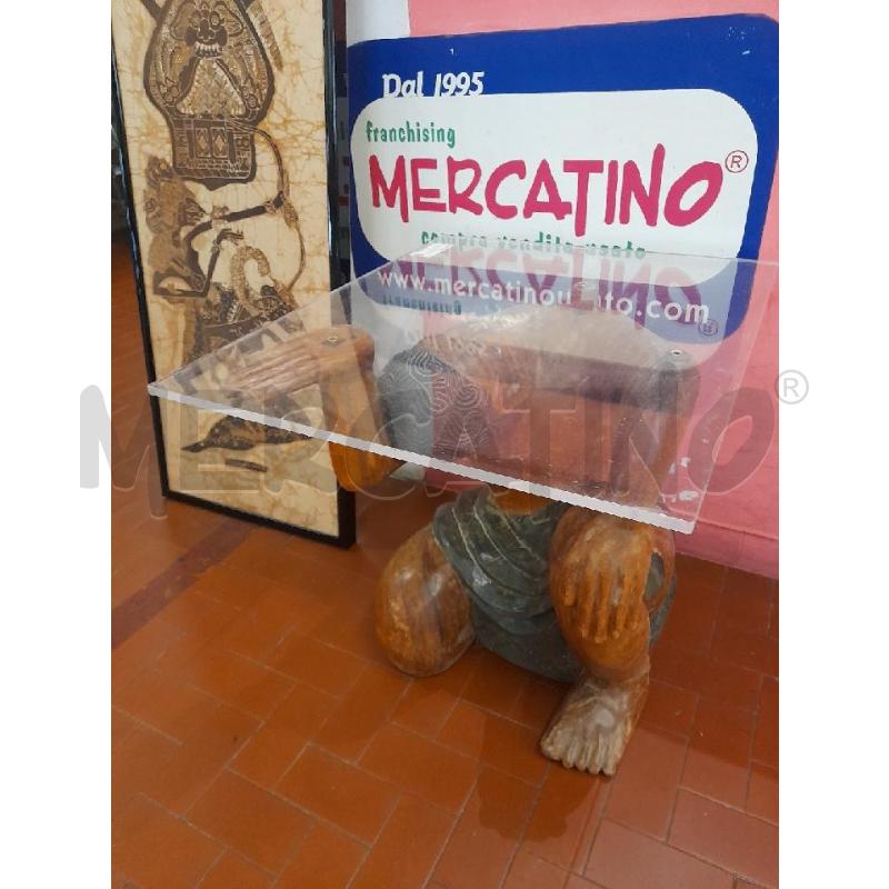 TAVOLO CON BASE LEGNO INDIANO SCULTURA | Mercatino dell'Usato Roma casalotti 3
