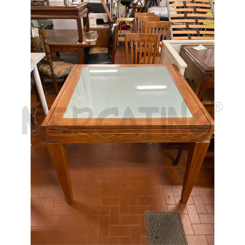 TAVOLO ESTENSIBILE CON RIPIANO IN VETRO CM. 96X96+96  | Mercatino dell'Usato Roma casalotti 3