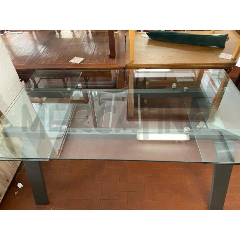 TAVOLO IN VETRO TEMPERATO ESTENSIBILE CM.160X90+40+40 | Mercatino dell'Usato Roma casalotti 2