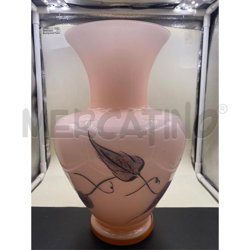 VASO IN VETRO ROSA LAVORATO FIRMATO  | Mercatino dell'Usato Roma casalotti 1
