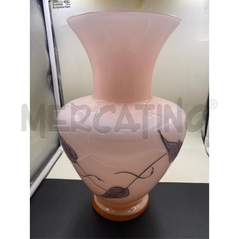 VASO IN VETRO ROSA LAVORATO FIRMATO  | Mercatino dell'Usato Roma casalotti 2
