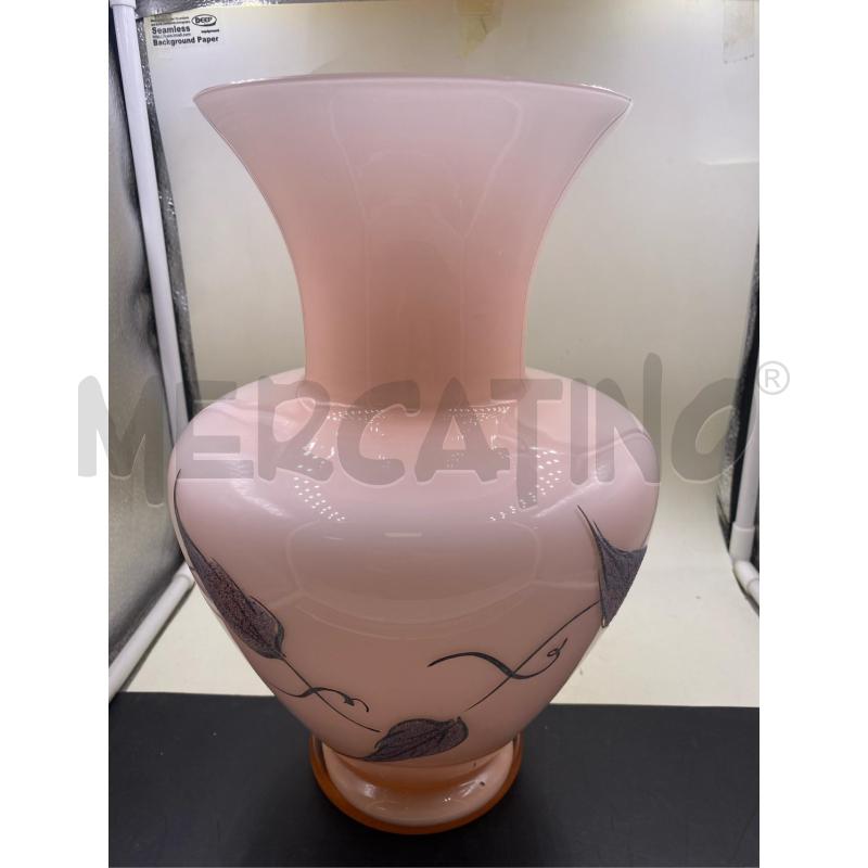VASO IN VETRO ROSA LAVORATO FIRMATO  | Mercatino dell'Usato Roma casalotti 3