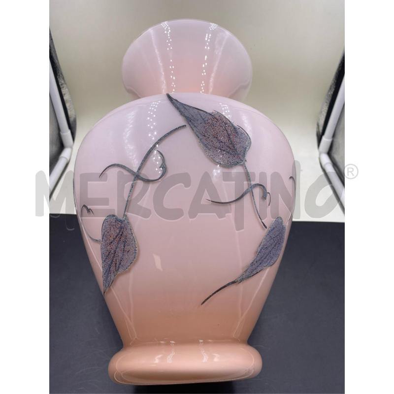 VASO IN VETRO ROSA LAVORATO FIRMATO  | Mercatino dell'Usato Roma casalotti 4