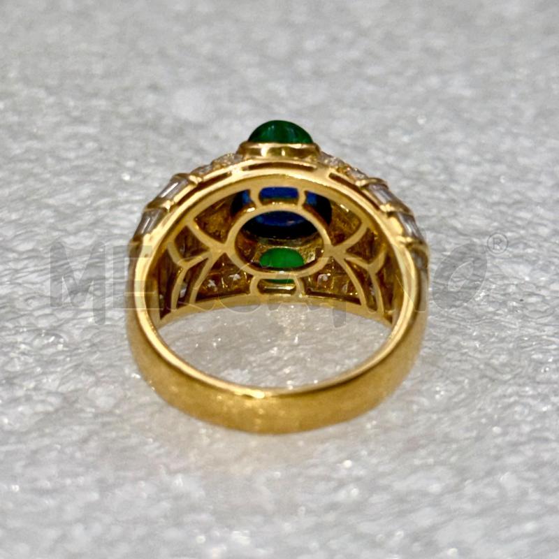 ANELLO DORATO PIETRE BLU VERDE BRILLANTI  | Mercatino dell'Usato Roma torrevecchia 3
