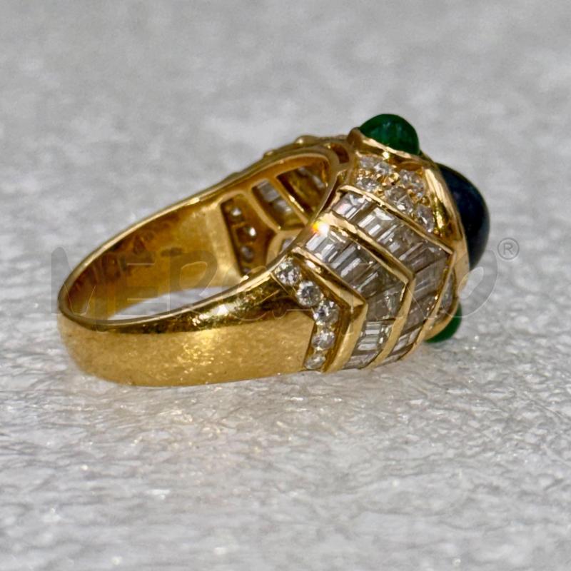 ANELLO DORATO PIETRE BLU VERDE BRILLANTI  | Mercatino dell'Usato Roma torrevecchia 4