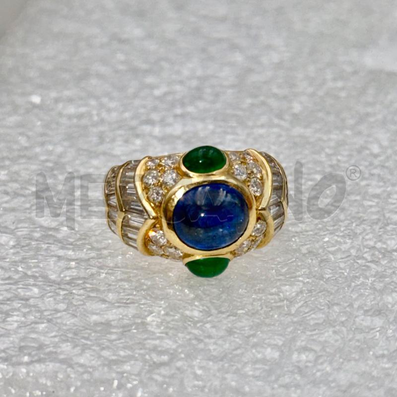 ANELLO DORATO PIETRE BLU VERDE BRILLANTI  | Mercatino dell'Usato Roma torrevecchia 5