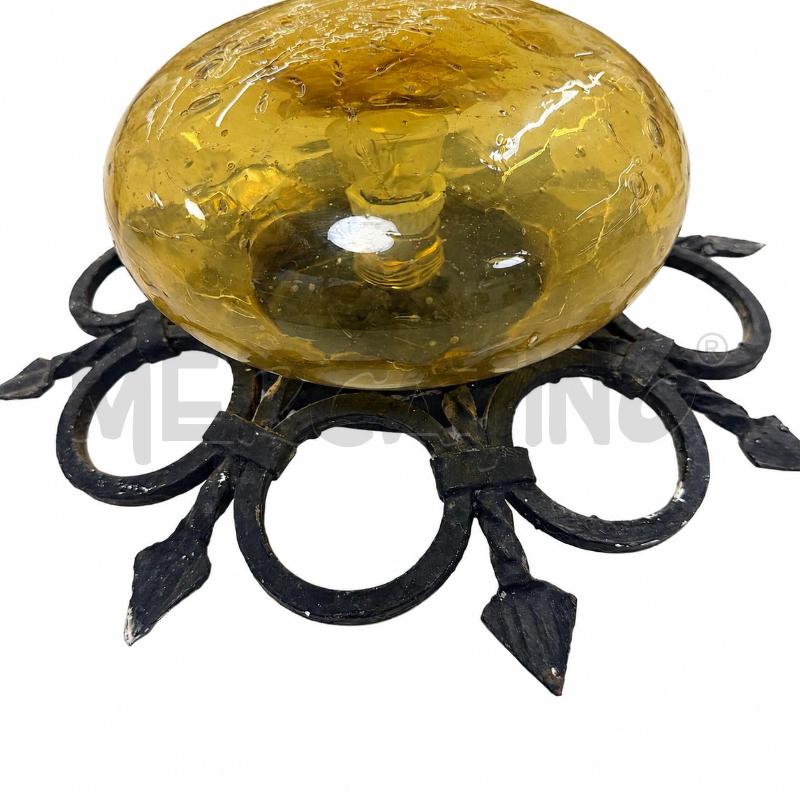 APPLIQUE FERRO BATTUTO PARALUME VETRO GIALLO | Mercatino dell'Usato Roma torrevecchia 3