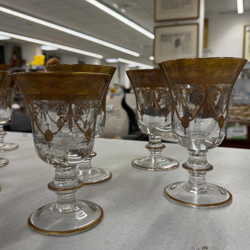 BICCHIERI VET PZ.6+6 DECORO DIPINTO ORO | Mercatino dell'Usato Roma torrevecchia 2