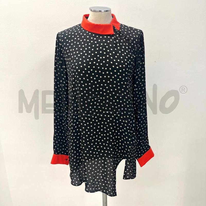BLUSA COP COPINE NERA POIS BIANCHI COLLETTO ROSSO | Mercatino dell'Usato Roma torrevecchia 1