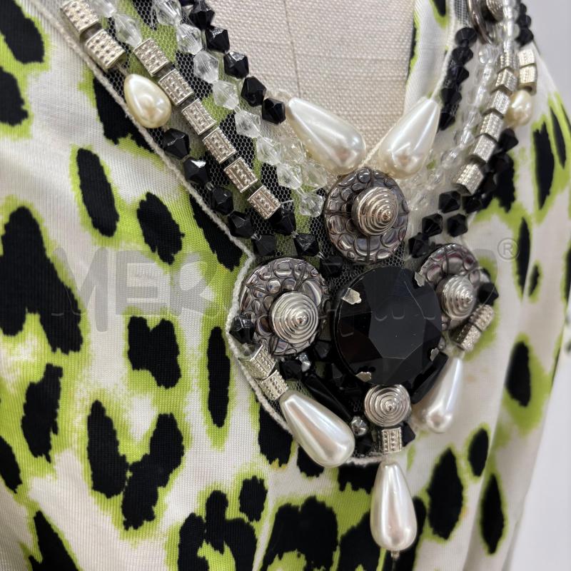 BLUSA D CLIPS BIANCA VERDE MACULATA PIETRE | Mercatino dell'Usato Roma torrevecchia 5