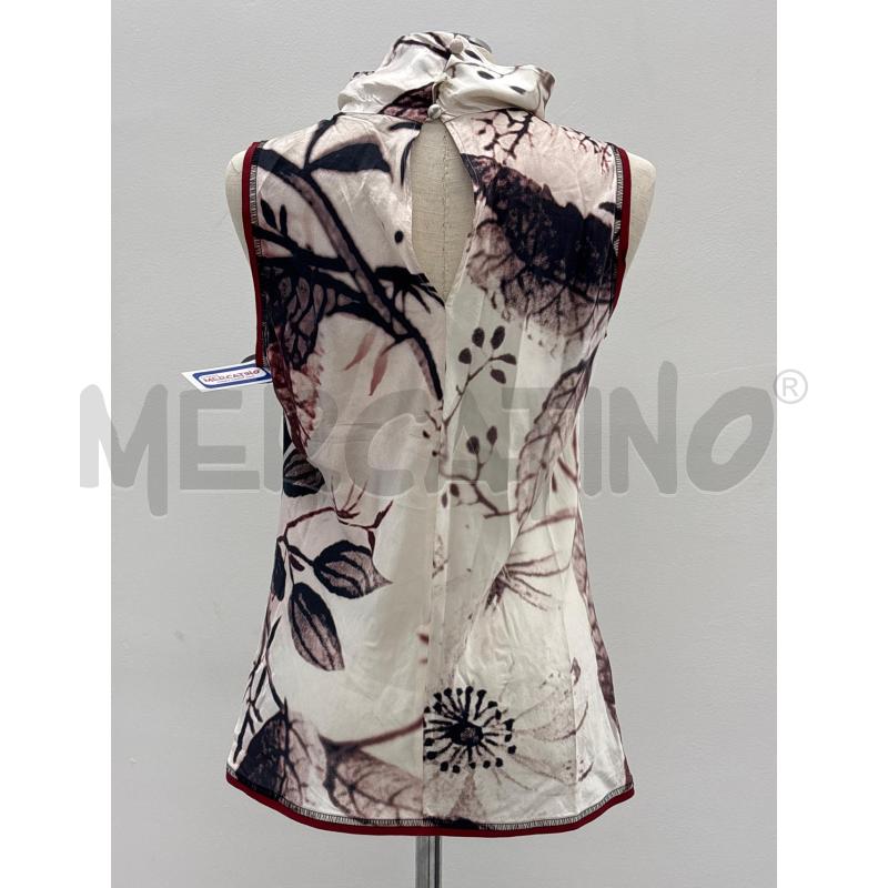 BLUSA D LUISA CERANOBIANCA FOGLIE BLU PROFILI ROSSI SETA | Mercatino dell'Usato Roma torrevecchia 3