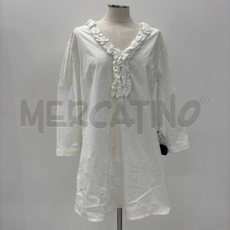 BLUSA D MARIELLA BURANI BIANCA LUNGA SCOLLO ARRICCIATO | Mercatino dell'Usato Roma torrevecchia 1