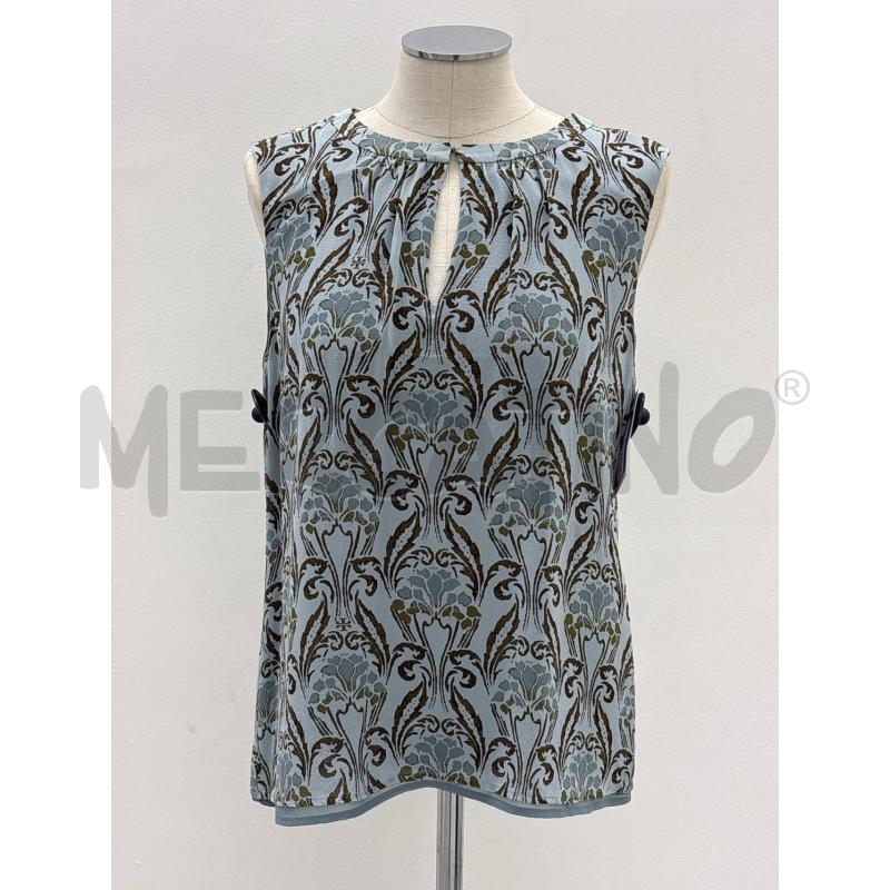 BLUSA TORY BURCH SETA CELESTE FANTASIA MARRONE | Mercatino dell'Usato Roma torrevecchia 1