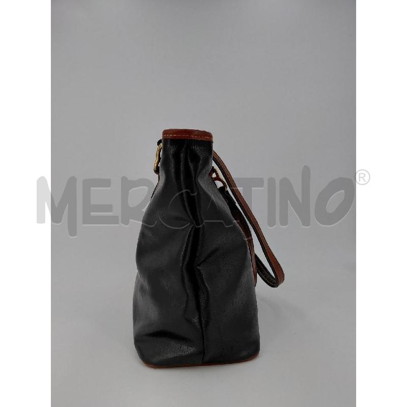BORSA DONNA EFFEDI PELLE NERA PROFILI MARRONI | Mercatino dell'Usato Roma torrevecchia 2