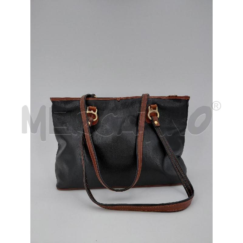 BORSA DONNA EFFEDI PELLE NERA PROFILI MARRONI | Mercatino dell'Usato Roma torrevecchia 3
