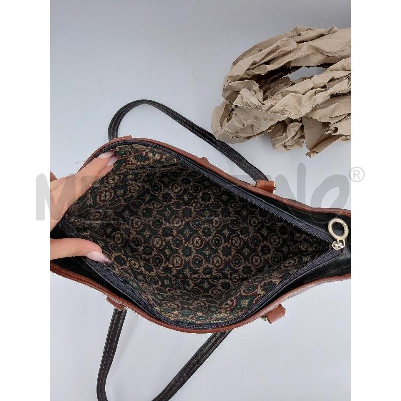 BORSA DONNA EFFEDI PELLE NERA PROFILI MARRONI | Mercatino dell'Usato Roma torrevecchia 4