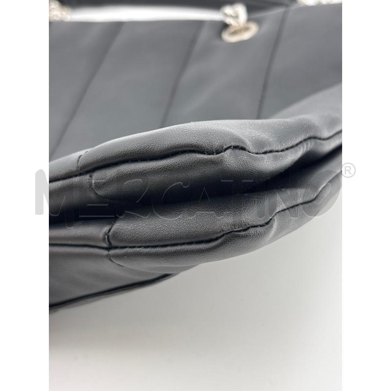 BORSA D CAMOMILLA NERA ECOPELLE MANICI ARGENT | Mercatino dell'Usato Roma torrevecchia 3