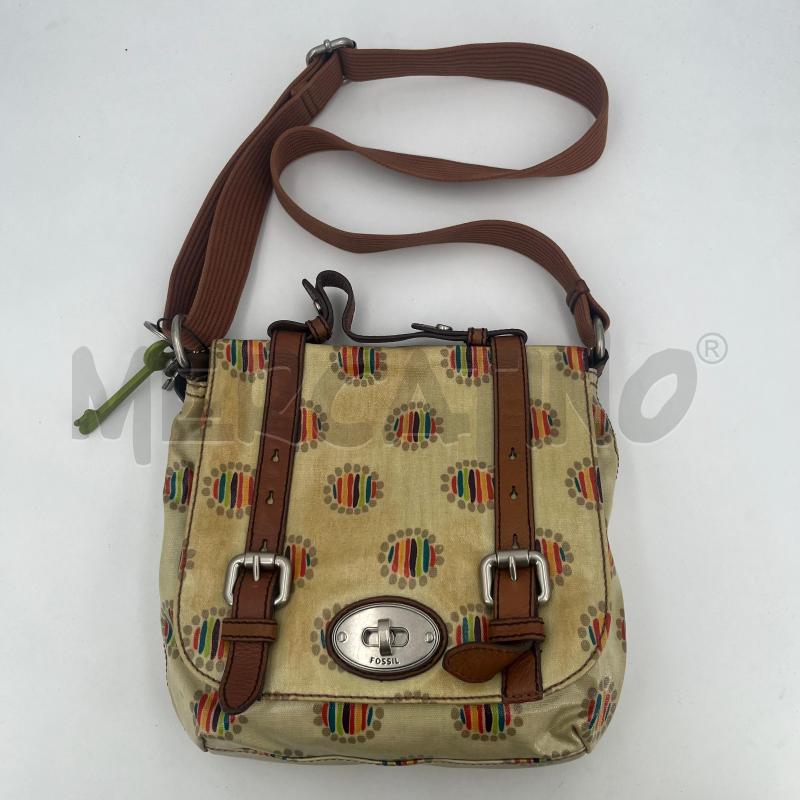 BORSA D FOSSIL BEIGE CINGHIE MARRONI  | Mercatino dell'Usato Roma torrevecchia 1