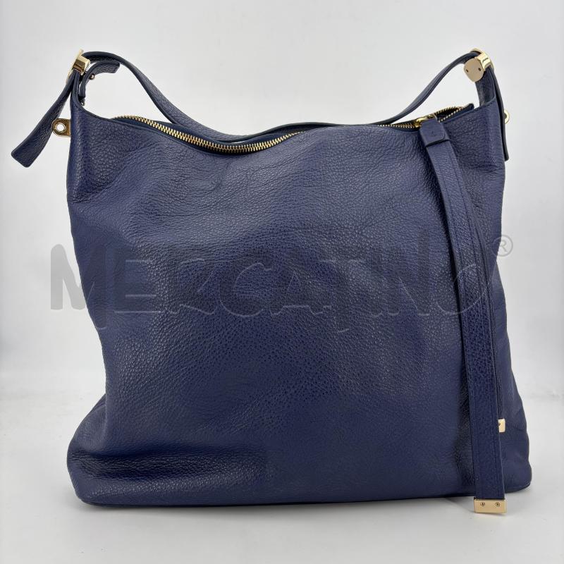 BORSA D FURLA BLU PELLE TRACOLLA DETTAGLI DORATI | Mercatino dell'Usato Roma torrevecchia 1