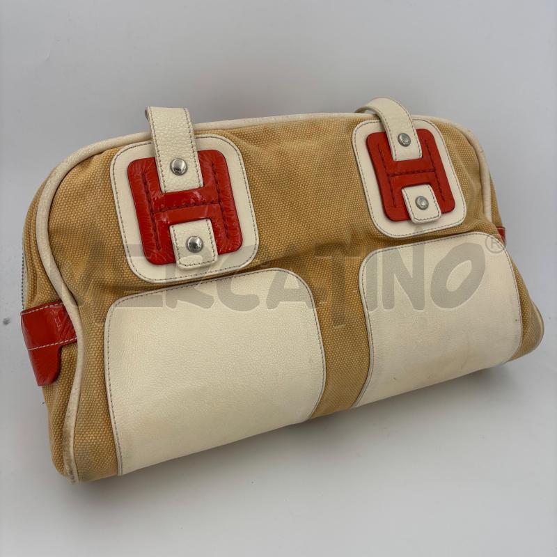 BORSA D HOGAN BEIGE PROFILI ARANCIONI TESSUTO | Mercatino dell'Usato Roma torrevecchia 2