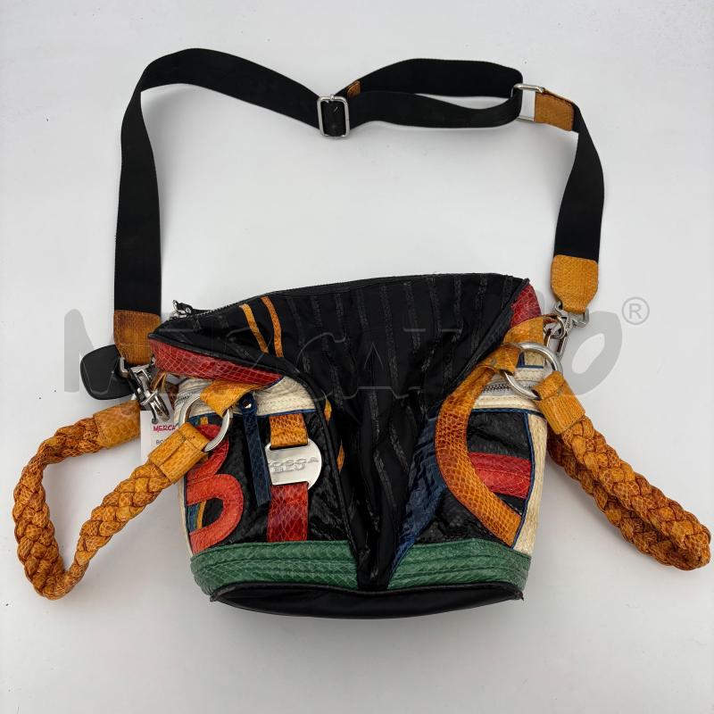 BORSA D TOSCA BLU NERA DETTAGLI GIALLI ROSSI VERDI | Mercatino dell'Usato Roma torrevecchia 1