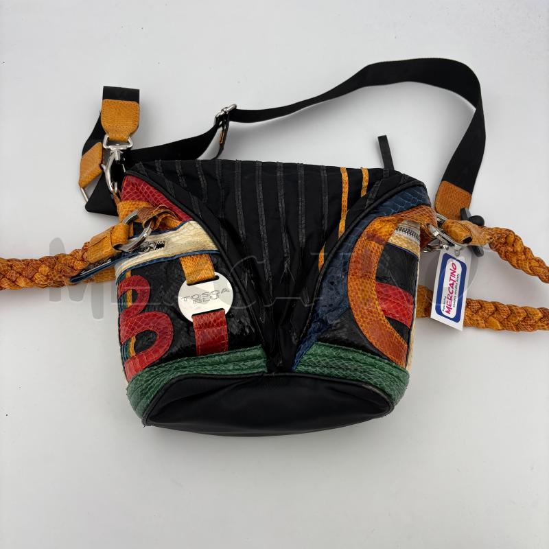 BORSA D TOSCA BLU NERA DETTAGLI GIALLI ROSSI VERDI | Mercatino dell'Usato Roma torrevecchia 2
