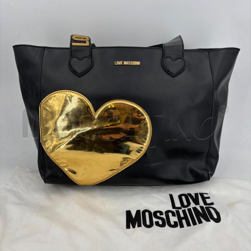 BORSA LOVE MOSCHINO NERA CUORE DORATO | Mercatino dell'Usato Roma torrevecchia 1