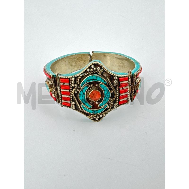 BRACCIALE ETNICO BLU ROSSO ARGENT  | Mercatino dell'Usato Roma torrevecchia 1