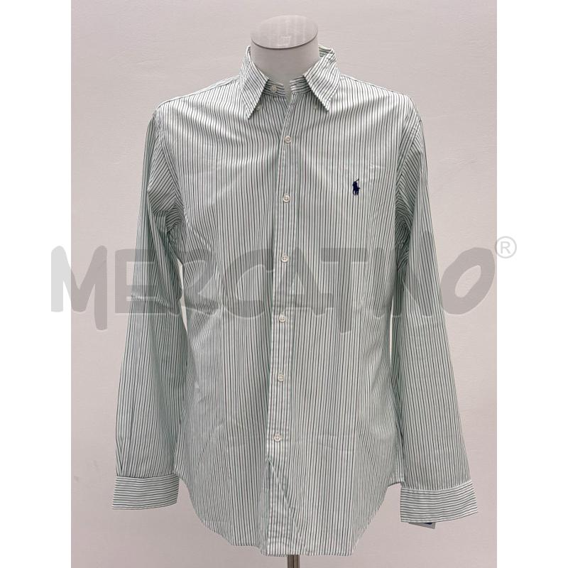 CAMICIA RALPH LAUREN BIANCA RIGHE VERDI BLU  | Mercatino dell'Usato Roma torrevecchia 1