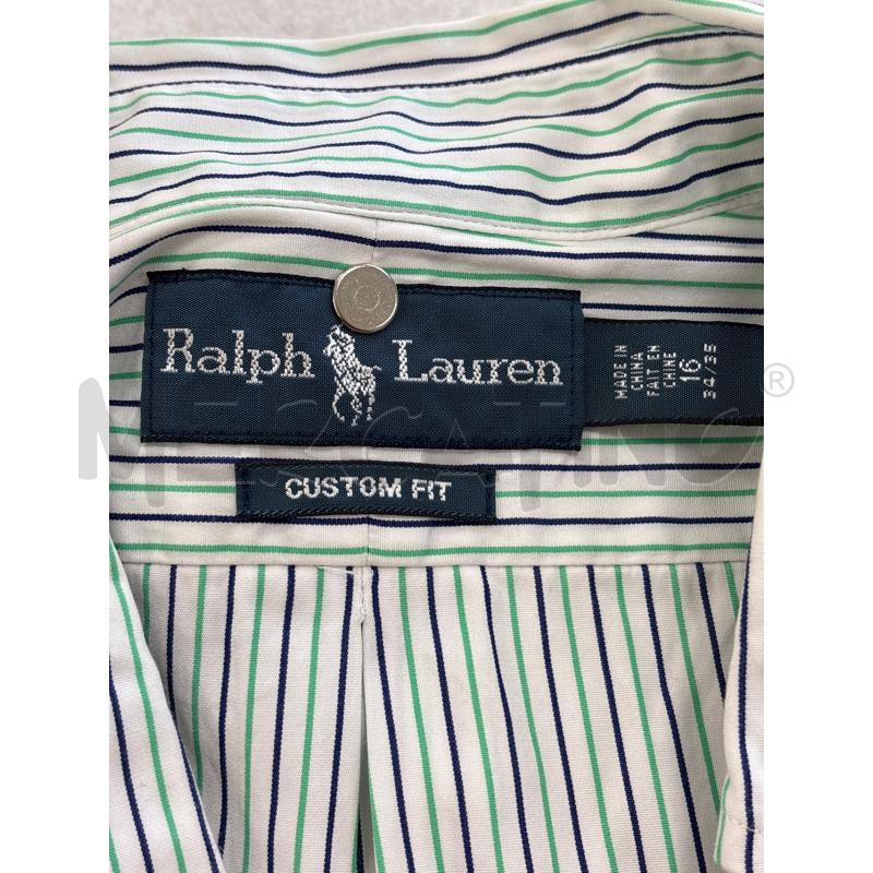 CAMICIA RALPH LAUREN BIANCA RIGHE VERDI BLU  | Mercatino dell'Usato Roma torrevecchia 5