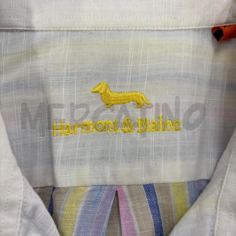 CAMICIA U HARMONT&BLAINE RIGHE BLU GIALLE ROSA LINO | Mercatino dell'Usato Roma torrevecchia 4