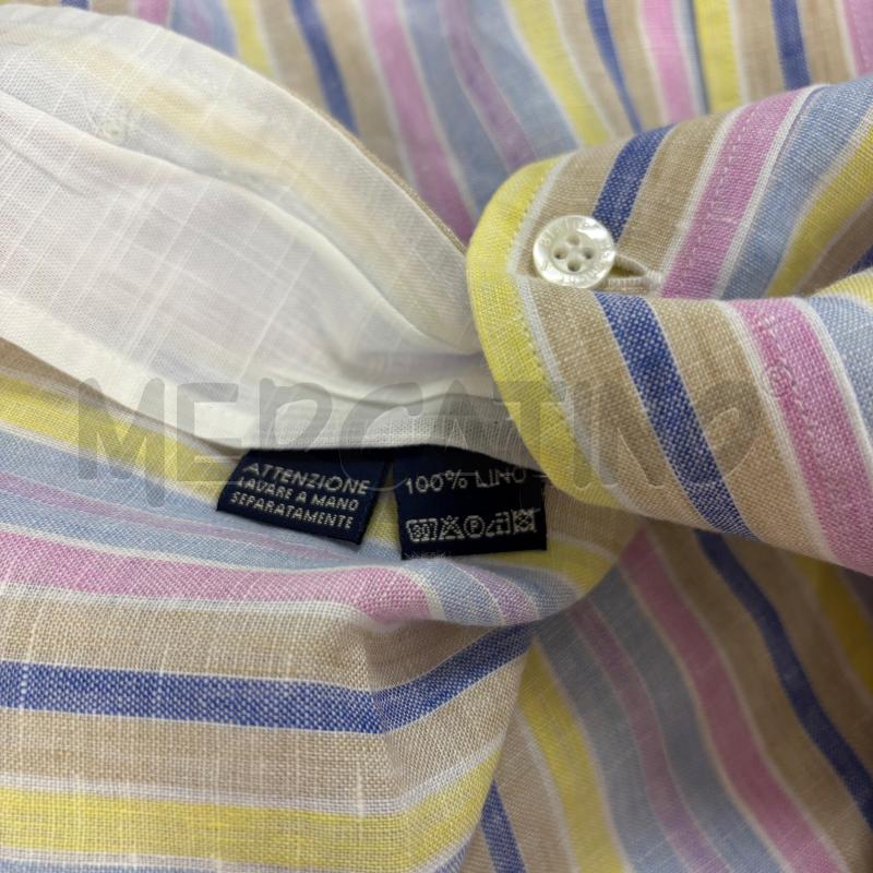 CAMICIA U HARMONT&BLAINE RIGHE BLU GIALLE ROSA LINO | Mercatino dell'Usato Roma torrevecchia 5
