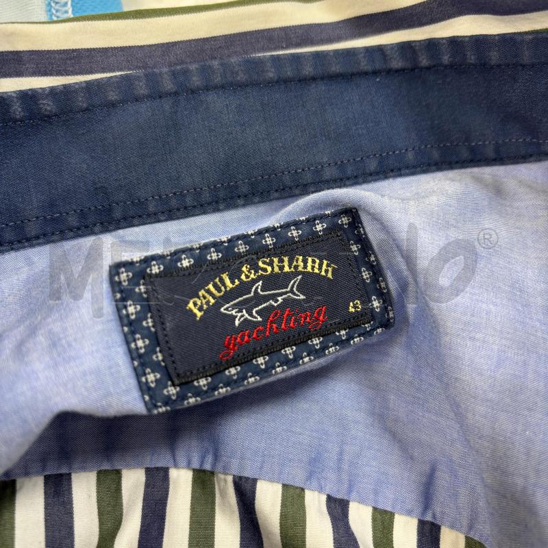 CAMICIA U PAUL & SHARK BIANCA RIGHE BLU VERDI | Mercatino dell'Usato Roma torrevecchia 5